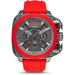 Diesel Mens BAMF Quartz Stainless Steel and Silicone Casual Watch, Color:Red (Model: DZ7368)