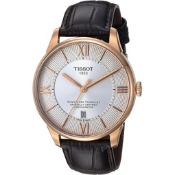 Tissot Mens T-Classic Swiss Stainless Steel and Leather Automatic Watch, Color:Brown (Model: T0994083603800)