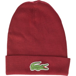 Lacoste Mens Big Croc Beanie, Adult, Red, OS