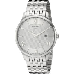 Tissot Mens Tradition Swiss Quartz Stainless Steel Dress Watch, Color:Silver-Toned (Model: T0636101103800)