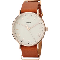Timex Mens TW2R28800 Southview 41mm Tan/Rose Gold-Tone/White Leather Strap Watch