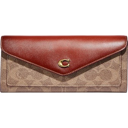 Coach Womens Colorblock Coated Canvas Signature Wyn Soft Wallet, B4/Tan Rust, One Size