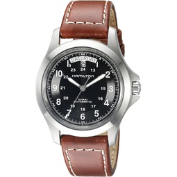 Hamilton Mens H64455533 Khaki King Series Stainless Steel Automatic Watch with Brown Leather Band