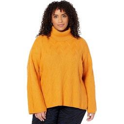 Womens Elliott Lauren Cotton Cashmere Textured Sweater with Wide Sleeves