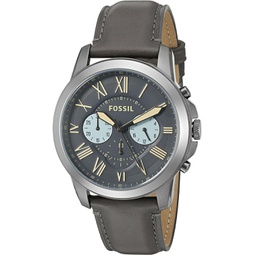 Fossil Mens FS5183 Grant Chronograph Gunmetal/Black Leather Watch