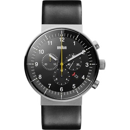 Braun Mens Quartz Watch with Black Dial Analogue Display and Black Leather Strap BN0095SLG, Black/Black, Strap