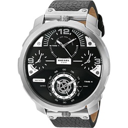Diesel Mens DZ7379 Machinus Stainless Steel Black Leather Watch