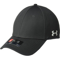 Under Armour Mens Curved Brim Stretch Fit Hat, Black (001)/White, Large/X-Large