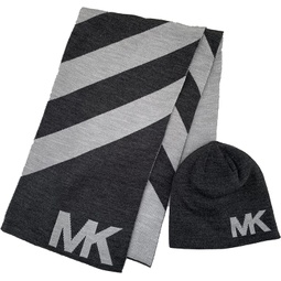 Michael Kors Men`s Diagonal Stripe Scarf and Beanie 2 Piece Set