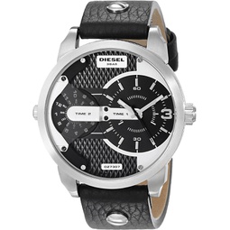 Diesel Mens DZ7307 Mini Daddy Stainless Steel Black Leather Watch