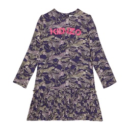 Kenzo Kids Leopard Print Long Sleeve Dress (Little Kids)