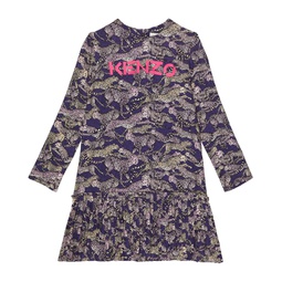 Kenzo Kids Leopard Print Long Sleeve Dress (Big Kids)