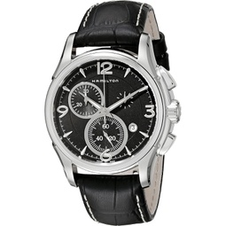 Hamilton Mens H32612735 Jazzmaster Stainless Steel Watch with Black Leather Band