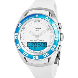 Tissot T-Touch Sailing Touch Multi-Function GMT Perpetual Calendar Analog Digital Alarm Watch - Chronograph stopwatch, Countdown, Compass, White Rubber Band Luminous Swiss Watch T0