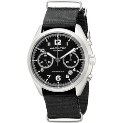 Hamilton Mens H76456435 Khaki Aviation Stainless Steel Automatic Watch with Black Canvas Band