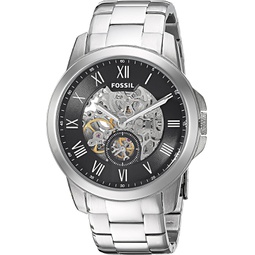 Fossil Mens ME3055 Grant Three-Hand Automatic Stainless Steel Watch - Silver-Tone