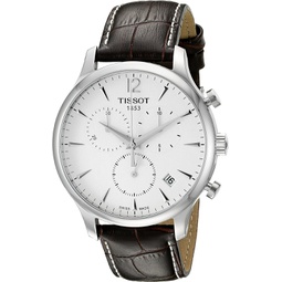 Tissot T0636171603700 Tradition Mens Chrono Quartz Silver Dial Watch with Brown Leather Strap
