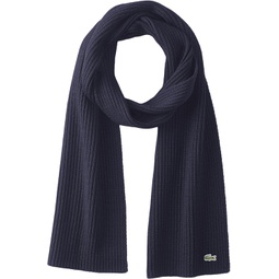 Lacoste Mens Classic Wool Ribbed Scarf