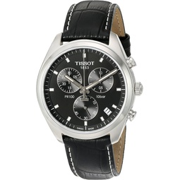 Tissot Mens Pr 100 Swiss Quartz Stainless Steel and Leather 원피스 Watch, Color:Black (Model: T1014171605100)