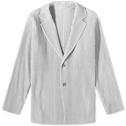 Homme Plisse Issey Miyake Pleated Single Breasted Jacket Grey