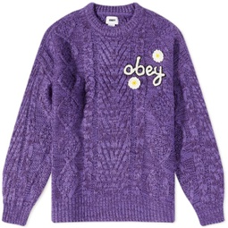 Obey Flora Logo Sweater Passion Flower