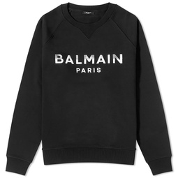Balmain Foil Paris Logo Crew Sweat Black, Silver & Cream