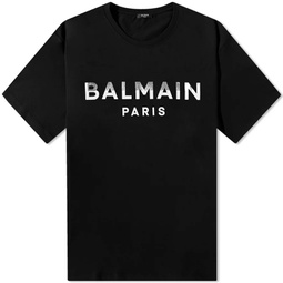 Balmain Foil Paris Logo T-Shirt Black, Silver & Cream