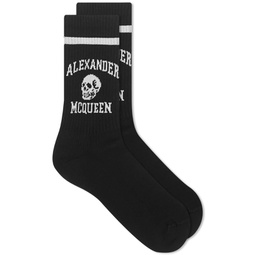 Alexander McQueen Varsity Skull Logo Sock Black & White
