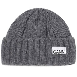 GANNI Cable Beanie Frost Grey