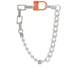 Heron Preston Multichain Square Necklace Silver & Orange