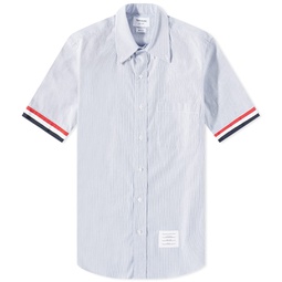 Thom Browne Grosgrain Tricolor Short Sleeve Shirt Medium Grey