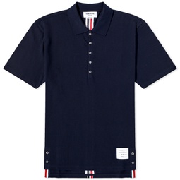 Thom Browne Back Stripe Relaxed Fit Polo Navy