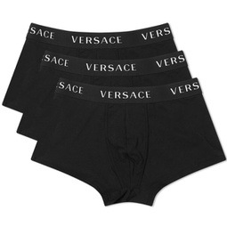 Versace Logo Waistband Trunks - 3 Pack Black