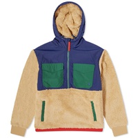 Polo Ralph Lauren Mixed Sherpa Fleece Half Zip Jacket Camel Multi