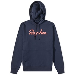 Rapha Logo Pullover Hoodie Dark Navy & Hi-Vis Pink