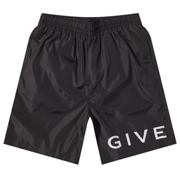 Givenchy Logo Long Swim Shorts Black & White
