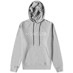 Moncler Logo Drawstring Popover Hoodie Grey