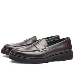 VINNYs Richee Lug Sole Penny Loafer Brown Crust Leather