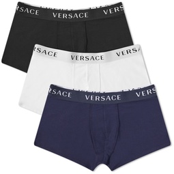 Versace Logo Waistband Trunks - 3 Pack Black, Navy & White