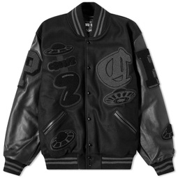 Creepz Invasion Leather Melton Varsity Jacket - END. Exclusive Black Out