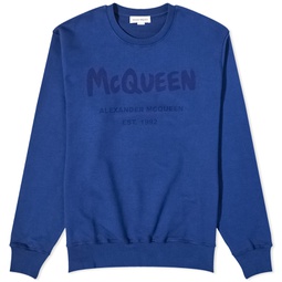 Alexander McQueen Graffiti Logo Crew Sweat Midnight Blue