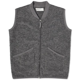 Universal Works Wool Fleece Zip Waistcoat Grey Marl