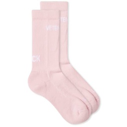 VETEMENTS Logo Sports Socks Baby Pink