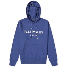 Balmain Paris Logo Hoodie Blue & White