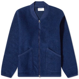 Universal Works Wool Fleece Zip Bomber Jacket Indigo