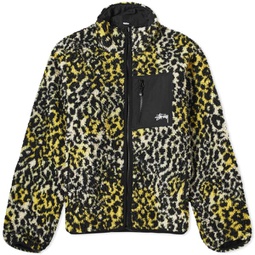 Stussy Sherpa Reversible Jacket Yellow Leopard