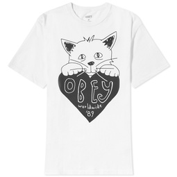 Obey Kitty Heart Logo T-Shirt White