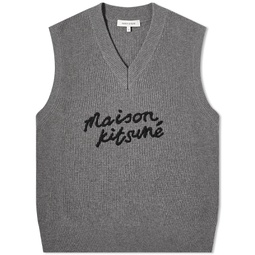 Maison Kitsune Handwriting Logo Oversize Vest Dark Grey Melange