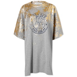Golden Goose Journey Distressed T-Shirt Dress Grey Melange & Gold