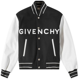 Givenchy Logo Leather Varsity Jacket Black & White